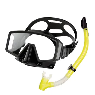 【AQUATEC】SN-200潛水呼吸管+MK-355N 無框貼臉側邊視窗潛水面鏡 優惠組(潛水面鏡 潛水呼吸管)