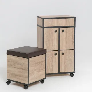 【IDEA】典雅全實木大容量收納款椅凳(附滑輪)