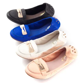 【GMS】輕旅行-金屬飾釦折疊旅行莫卡辛鞋(優美粉/優越藍)