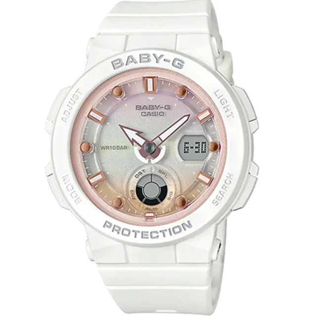 【CASIO 卡西歐】Baby-G 海洋渡假 霓虹手錶-白 畢業禮物(BGA-250-7A2)