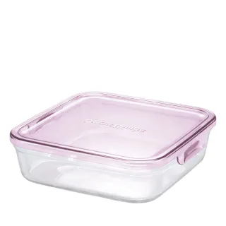 【iwaki】耐熱玻璃方形微波保鮮盒800ml(粉色)