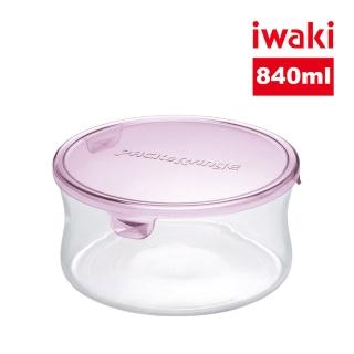 【iwaki】耐熱玻璃圓形微波保鮮盒840ml(粉色)