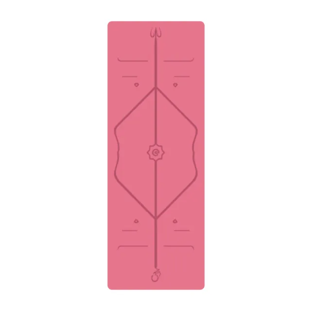【生活良品】頂級PU天然橡膠瑜珈墊-正位體位線-厚度5mm高回彈專業版-粉紅色(贈牛津布600D背袋及綁帶)