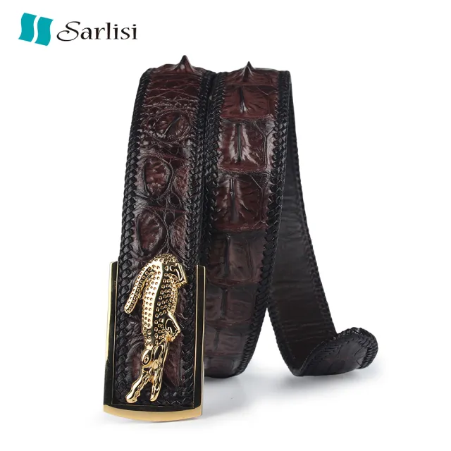 【Sarlisi】真皮泰國鱷魚皮皮帶男士腰帶編織