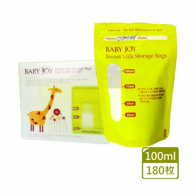 【韓國 BABY JOY】初乳站立式母乳儲存袋100ml*6盒 180入(母乳冷凍袋 母乳袋  母乳保存 副食品保存袋)