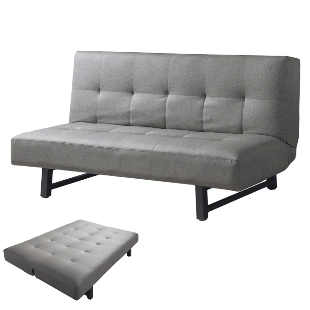 【BODEN】時尚灰色皮革沙發床/三人椅/三人座