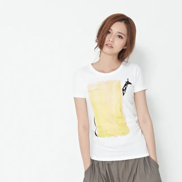 【so that’s me 好我】長頸鹿圓領短袖蜜桃棉女Tee(純白)