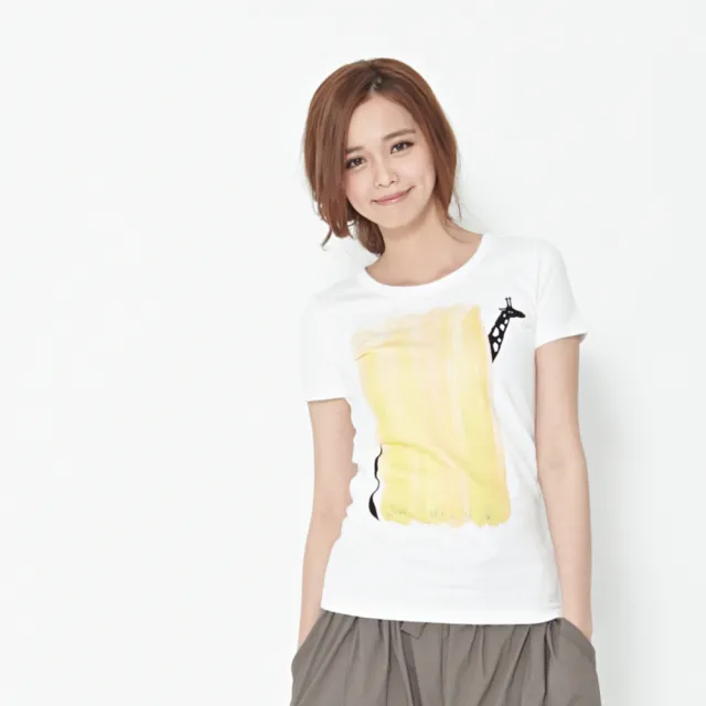 【so that’s me 好我】長頸鹿圓領短袖蜜桃棉女Tee(純白)