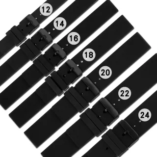 【Watchband】舒適耐用 輕便運動型 矽膠錶帶(黑色)