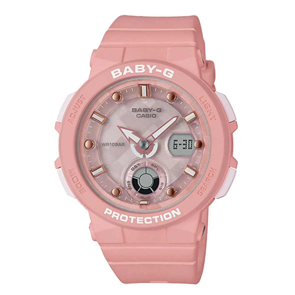 【CASIO 卡西歐】海洋風情雙顯女錶 樹脂錶帶 防水100米 世界時間(BGA-250-4A)