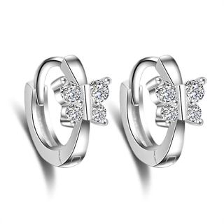 【I.Dear Jewelry】蝶物語-韓國網紅蝴蝶鑲鑽圈圈圓環造型銀色耳環(蝶物語)