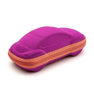 【kiret】兒童小汽車造型眼鏡盒 粉色-附贈眼鏡布(汽車造型 眼鏡盒 眼鏡收納盒 拉鍊眼鏡盒)