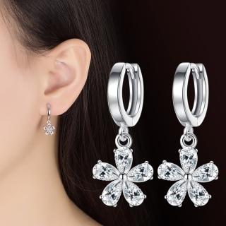 【I.Dear Jewelry】甜心花兒-韓國垂墜小花朵鑲鑽水晶造型耳線耳環(甜心花兒)