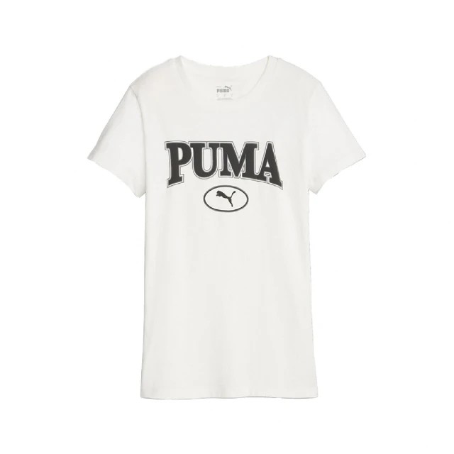 PUMAPUMA 短袖 Squad 女款 白 灰 Nikki 謝欣穎 著用款 大LOGO 短T 純棉 棉T(676611-65)