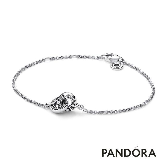 【Pandora 官方直營】Pandora Signature Pave 交織釦環手鏈-絕版品