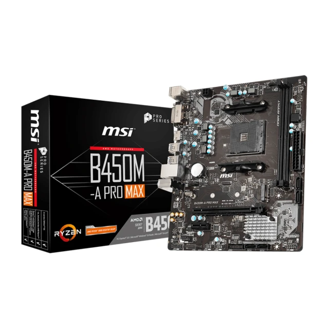 【MSI 微星】B450M-A PRO MAX 主機板(M-ATX/2條DDR4插槽)