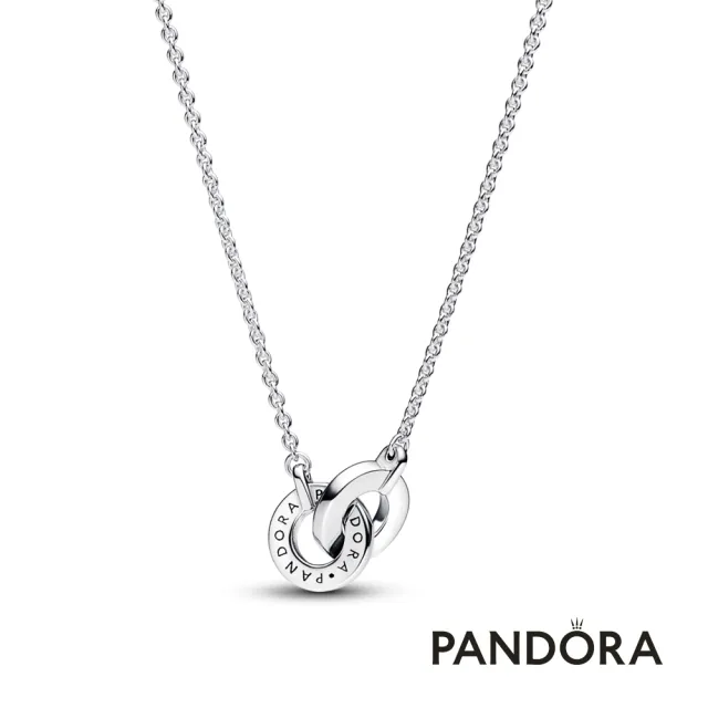 【Pandora 官方直營】Pandora Signature Pave 交織釦環吊墜項鏈