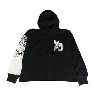 【Y-3 山本耀司】草寫LOGO純棉長連帽外套(男款/黑x白)