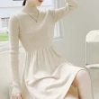 【MsMore】赫本風法式毛衣裙半高領純色顯瘦纖腰長袖氣質針織長版洋裝#114504(2色)