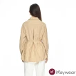 【KeyWear 奇威名品】撞色條紋腰帶設計長袖襯衫