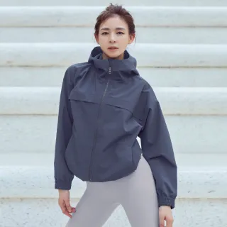 【STL】韓國 MatchUp 防曬 防潑水 防風 女 寬鬆 梭織 運動 工裝 連帽 短版 外套(AntiqueBlue普羅旺斯藍)