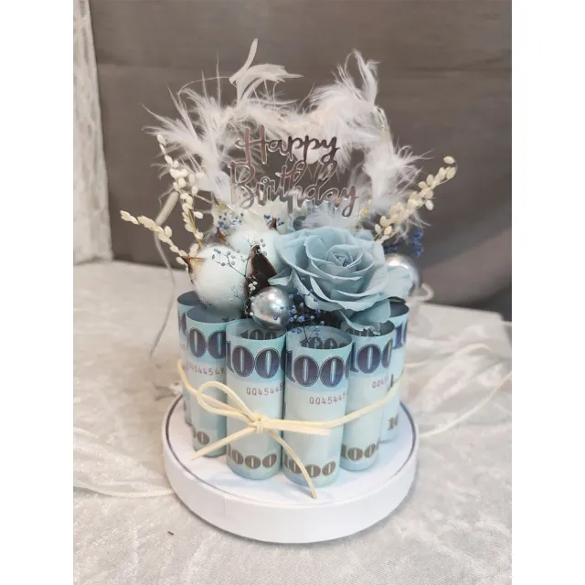 【OSTARA FLORIST 奧斯塔拉花藝】永生花生日蛋糕(永生花材、不凋玫瑰、永生配材、有錢花蛋糕)