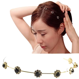 【89 zone】韓式時尚甜美水鑽太陽花朵 髮飾 頭飾 飾品 細髮箍 髮箍 1 入(金色)