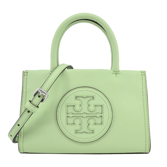 TORY BURCH ELLA BIO縫線皮革兩用托特包(迷你/薄荷綠)