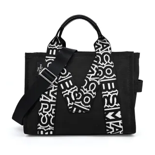【MARC JACOBS 馬克賈伯】THE M 帆布拉鍊兩用托特包(中/黑)