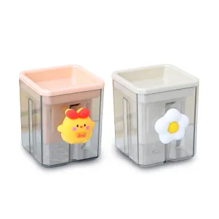 【可愛文具】攜帶型迷你雙孔削鉛筆器2入-小雞/荷包蛋(粗細兩用 透視削鉛筆器 削鉛筆機 造型削筆器)