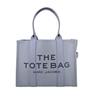 【MARC JACOBS 馬克賈伯】The Leather TOTE 皮革肩背托特包(大/灰藍)
