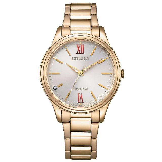 【CITIZEN 星辰】Lady 璀璨羅馬光動能時尚女錶-玫瑰金/34mm 母親節限定(EM0418-81X)