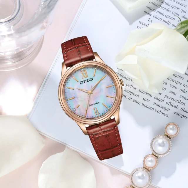 CITIZEN 星辰 LADYS系列 光動能 經典大三針腕錶 34mm(EM0419-11D)