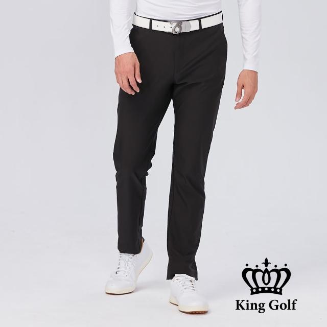 【KING GOLF】速達-網路獨賣款-男款立體剪裁修身彈性休閒長褲/高爾夫球褲(黑色)