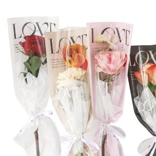 【Warm day life】10入組 LOVE鮮花透明袋 OPP花袋 花套 花束袋 花藝包裝(花束包裝袋 花束包裝 鮮花包裝袋)