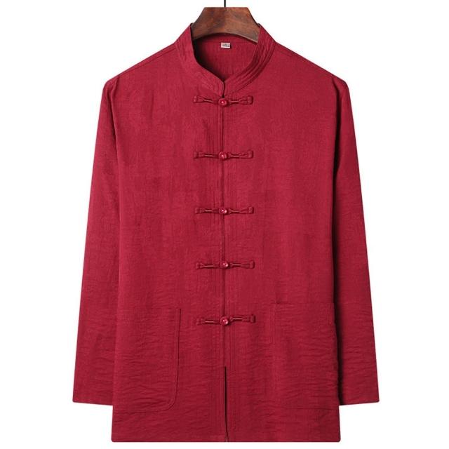 【米蘭精品】現貨+預購 唐裝上衣長袖漢服(中國風中年寬鬆薄款盤扣男外套3色74fo32)