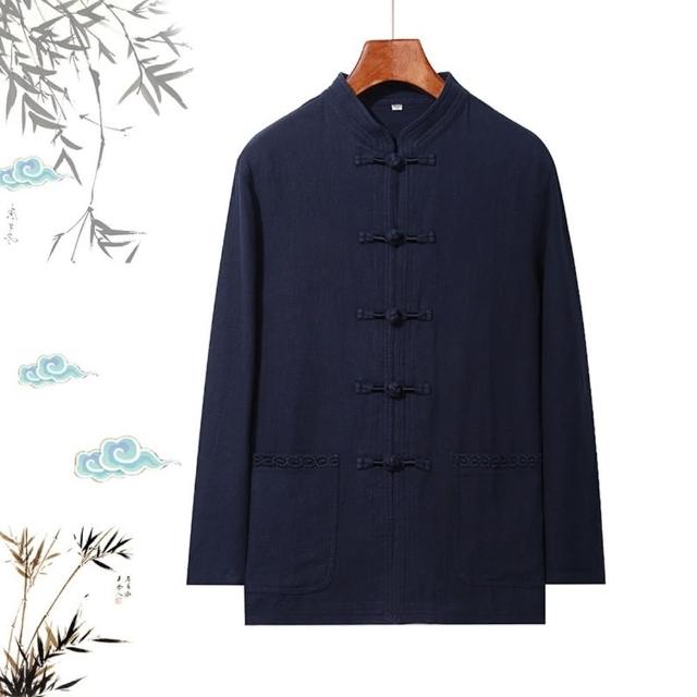 【米蘭精品】現貨+預購 唐裝上衣長袖漢服(中國風寬鬆薄款盤扣刺繡男外套2色74fo30)