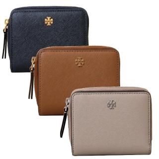 【TORY BURCH】TB EMERSON 經典LOGO防刮皮革釦式短夾(多色任選)