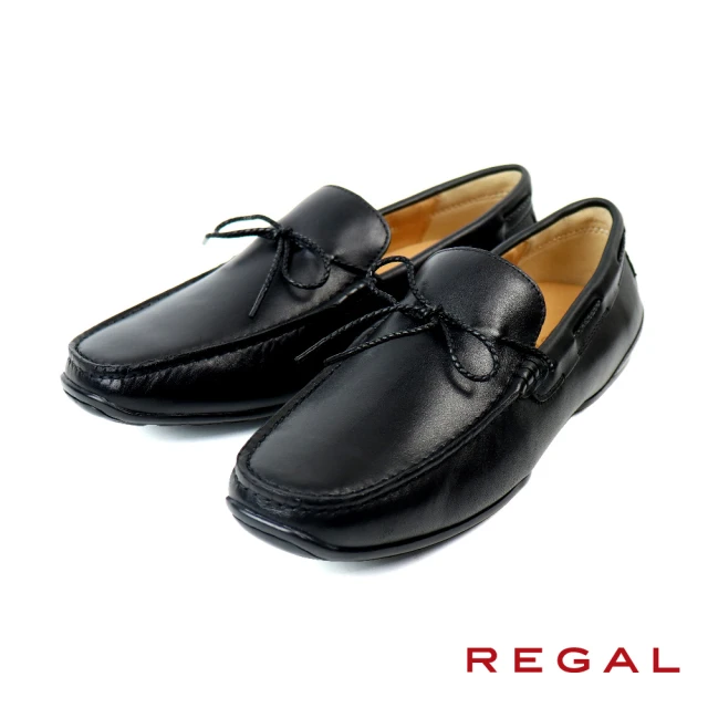 REGALREGAL 簡約素面綁帶帆船鞋 黑色(52DL-BL)