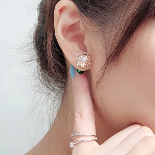 【Quenby】鏤空立體花朵玫瑰金元素耳環/耳針(耳環/配件/交換禮物)