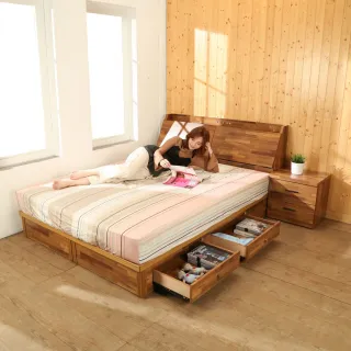 【BuyJM】拼接木系列雙人5尺床頭箱+四抽床底房間2件組