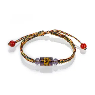 【馥瑰馨盛】六字真言紫彩五色線手鍊l文昌圓石水晶紅線(含開光加持)