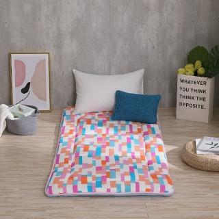 【LAMINA】馬賽克彩格100%純棉日式床墊 臺灣製(單人)