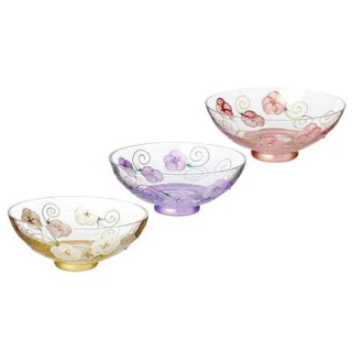 【Madiggan 貝斯麗】玫瑰系列 手工彩繪開運玻璃碗盆(粉紅.紫色.金色 三色可選)