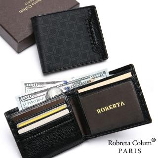 【Roberta Colum】尊爵頭層牛皮暗袋12卡2照可拆式左右翻短夾