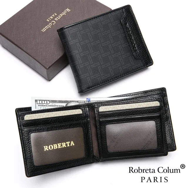 【Roberta Colum】 尊爵格調頭層牛皮8卡2照左右翻短夾