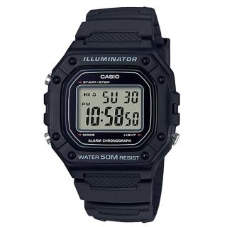 【CASIO 卡西歐】復古電子男錶 樹脂錶帶 防水50米 碼錶功能(W-218H-1A/W-218H)