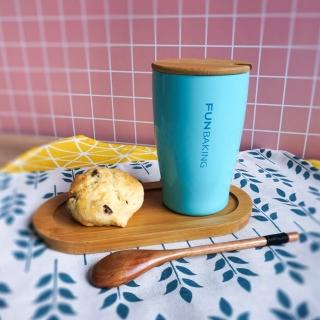 【Homely Zakka】愜意時光不銹鋼雙層真空咖啡杯水杯附蓋(天空藍)