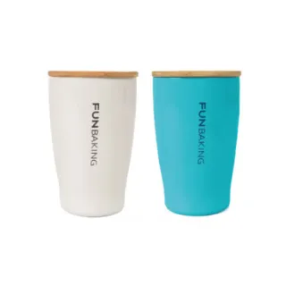【Homely Zakka】愜意時光不銹鋼雙層真空咖啡杯水杯附蓋(天空藍)