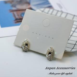 【Anpan】925銀針韓東大門復古氣質珍珠鑲鑽耳環